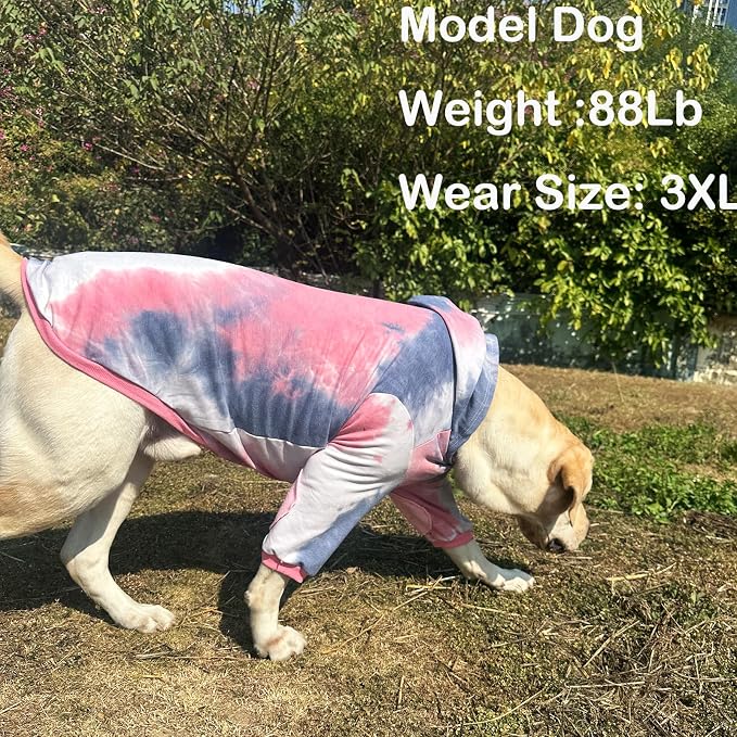 Dog Cotton Tie dye Hoodie Pink Grey Pullover Sweatshirts Soft and Stretch Pets Clothes Hooded for Large Dogs XL