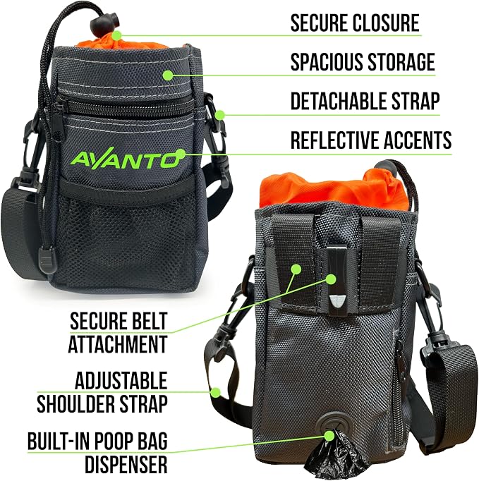 AVANTO Dog Treat Training Pouch – Versatile Dog Training Bag with Built-in Poop Bag Dispenser, Multiple Pockets, and Adjustable Strap – Ideal Dog Training Pouch for Treats, Toys, and Accessories