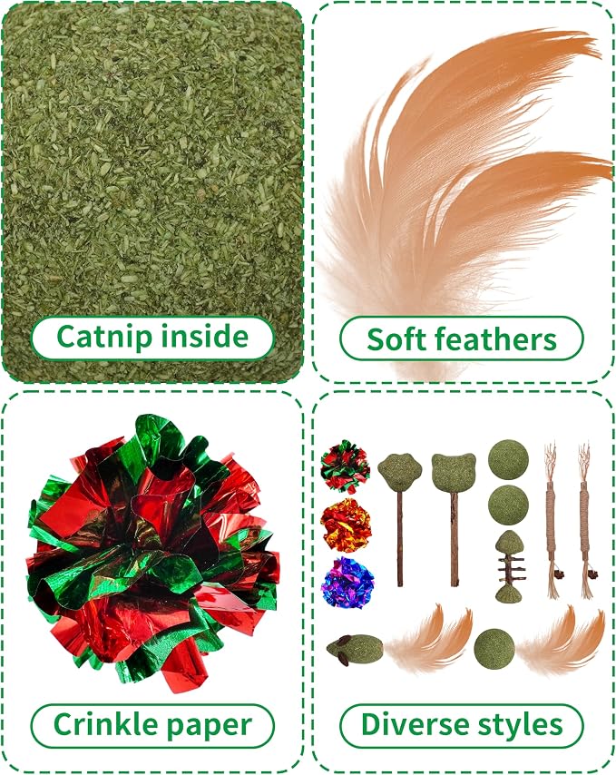 PET SHOW 12 Pack Catnip Toys for Indoor Cats Kitten Crinkle Balls