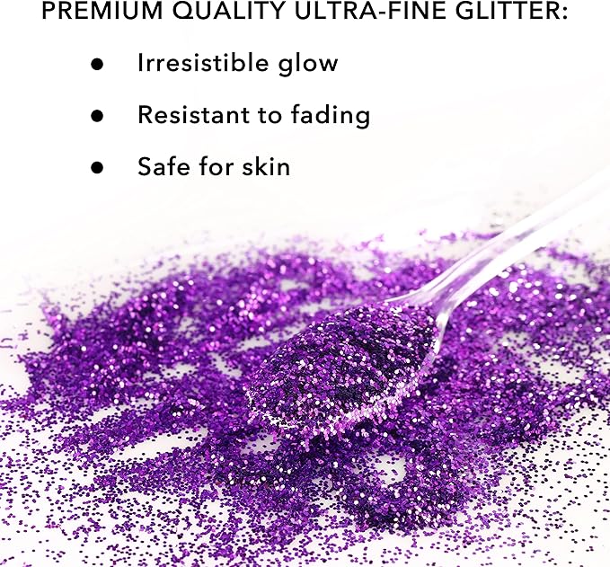Violet Fine Glitter in Jar - 4 Oz Glitter for Crafts - Glitter for Slime - Face Glitter - Candle Glitter - Body Glitter