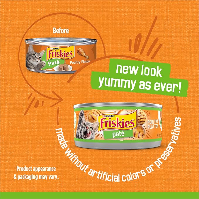 Friskies Purina Wet Cat Food Pate, Poultry Platter - 5.5 oz. Cans (Pack of 48)