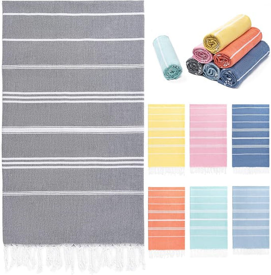 Aegero Turkish Beach Towel, 36"x71" Quick Dry Sand Free Oversized Bath Pool Swim Towel, Lightweight Travel Turkish Towels Vacation Essentials, Dark Gray