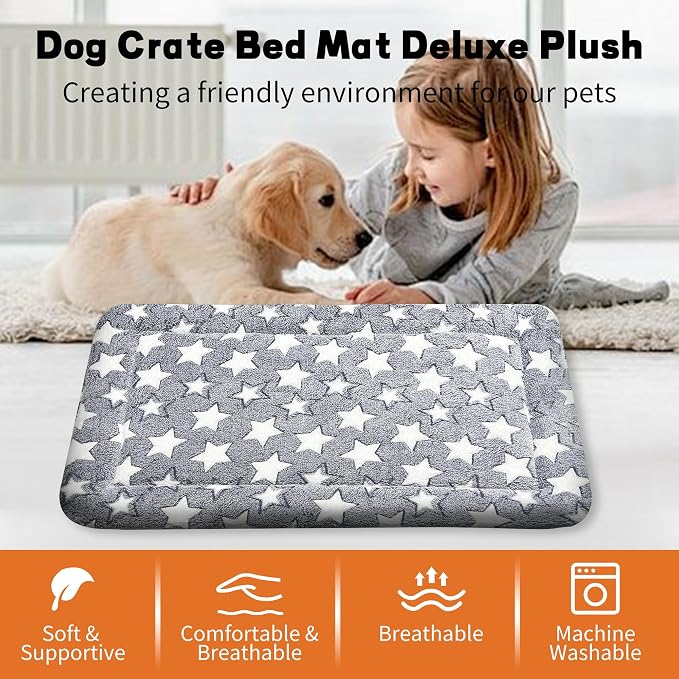 Dog Bed Mat – Soft & Comfortable Dog Kennel Pad for Crate – Durable Crate Bed & Mat for Dogs & Cats – Ideal for Crate, Kennel, and Home Use (Pack of 2)