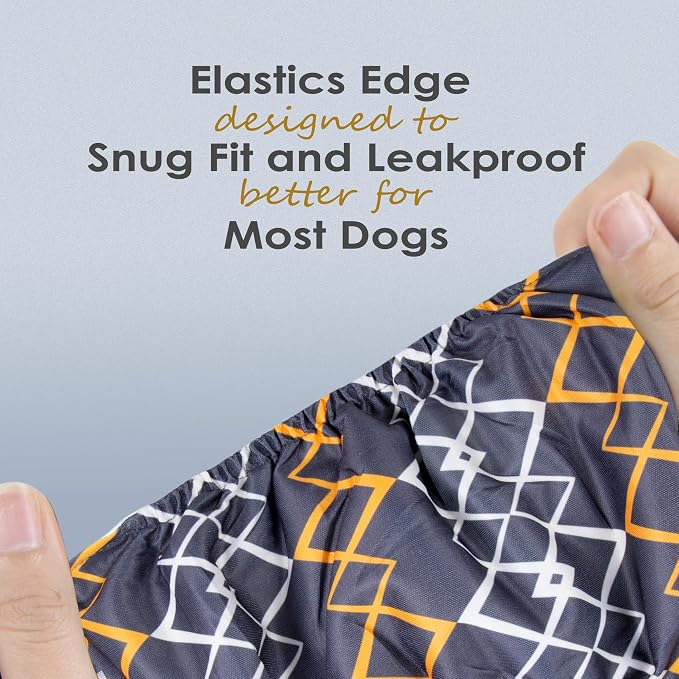 wegreeco Washable Male Dog Belly Band (Stylish Pattern)- Pack of 3 - Washable Male Dog Belly Wrap, Dog Diapers Male (Black Geometric, Large)