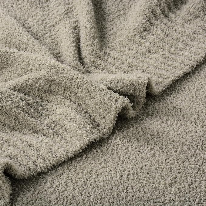 Taupe Warm Queen Size Fuzzy Knitted Blanket, Oversized Luxury Bed Blankets Soft Lightweight Plush Throw for Cozy Nights (Taupe, 90x90)