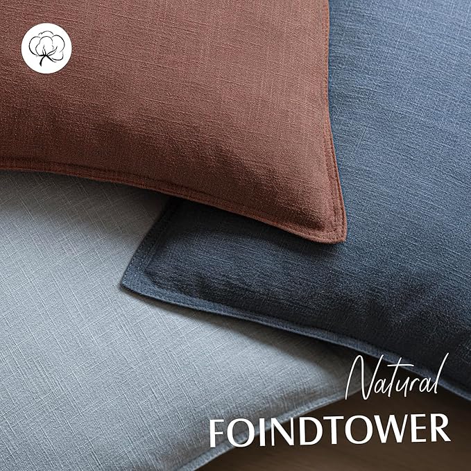 Foindtower Pack of 2, Decorative Linen Solid Throw Pillow Covers Soft Accent Euro Cushion Case Boho Farmhouse Pillowcase for Chair Couch Sofa Bedroom Living Room Home Decor 24 x 24 Inch Rust Red
