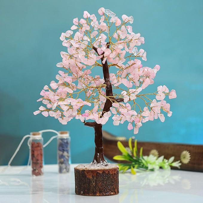 Valentines day gifts for her Rose Quartz Crystal Tree Room Decor and Pink Home Decor Healing crystals Tree of Life Birthday Gifts for Women Mom Sister House warming Gifts Spiritual Present Woman