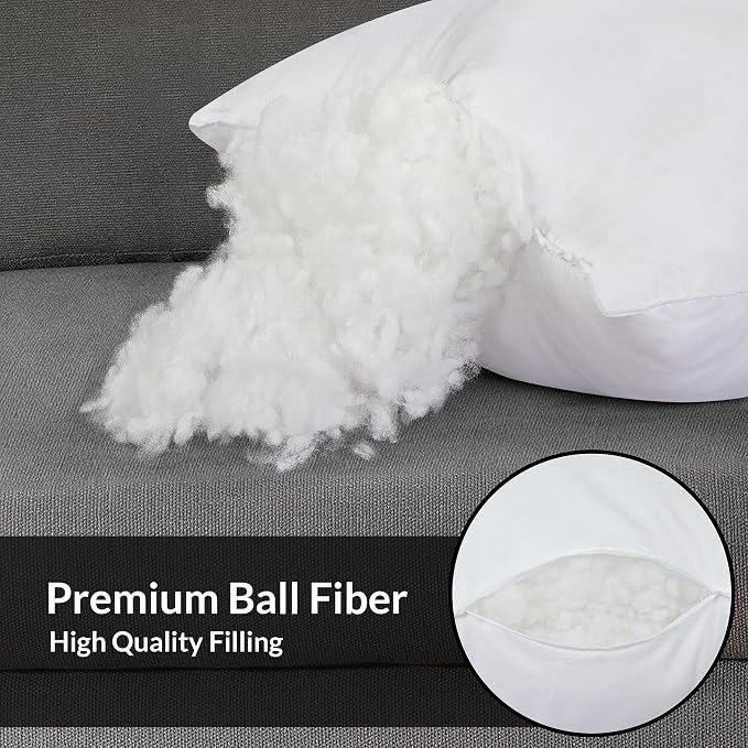 ROYALE LINENS 26 X 26 Pillow Insert - Down Alternative Throw Pillows Insert - Square Pillow Pack of 1 White - Bed & Couch Pillows - Inner Cushion for Bed, Cushion for Living Room - Shams Stuffer