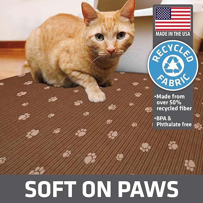 Drymate Cat Litter Box Mat, Litter Trapping Mat, Brown, 28x36 XL | Waterproof, Urine-Proof, Absorbent, Machine Washable, Soft on Paws, Contains Mess, Protects Floors, Kitten Supplies, USA Made