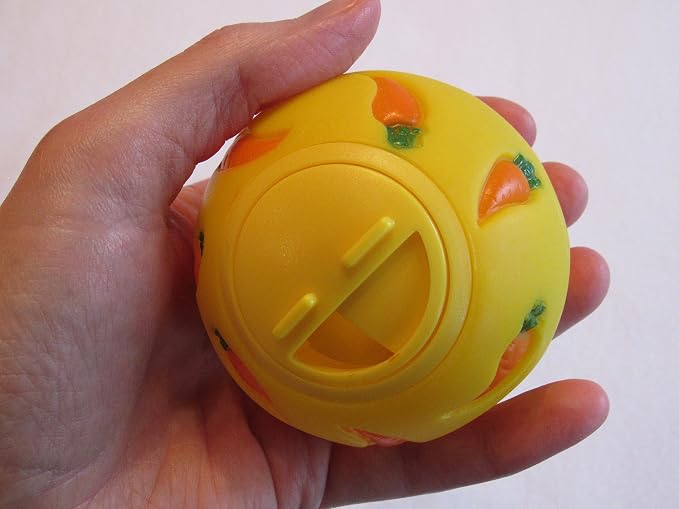 Treat Ball Toy for Guinea Pigs, Rabbits, Hedgehogs and Other Small Pets, 7 cm, Yellow, Adjustable Opening Treat Toy New