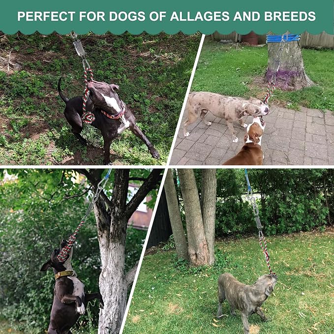 HOPET Dog Outdoor Bungee Hanging Toy, Tether Tug of War Toys for Medium to Large Dog to Exercise, Durable Interactive Tug Toy, Dog Rope Toys