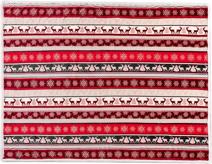 PAVILIA Premium Christmas Sherpa Throw Blanket | Christmas Decoration Reindeers, Fleece, Plush, Warm, Cozy Reversible Microfiber Holiday Blanket 60x80