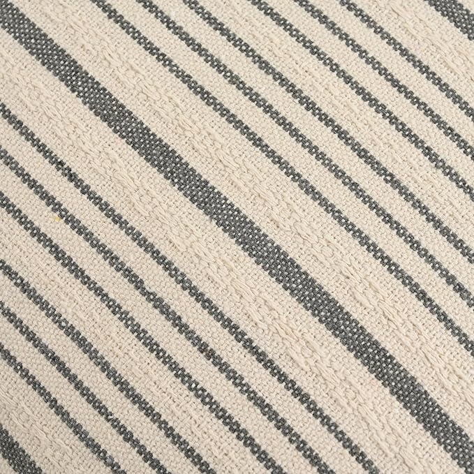 Gray Striped Outdoor Decorative Couch Throw Pillow Covers 12x20 | Pack of 2 Lumbar 12x20 in Farmhouse Throw Pillows for Couch Sofa Bed Grey and Cream