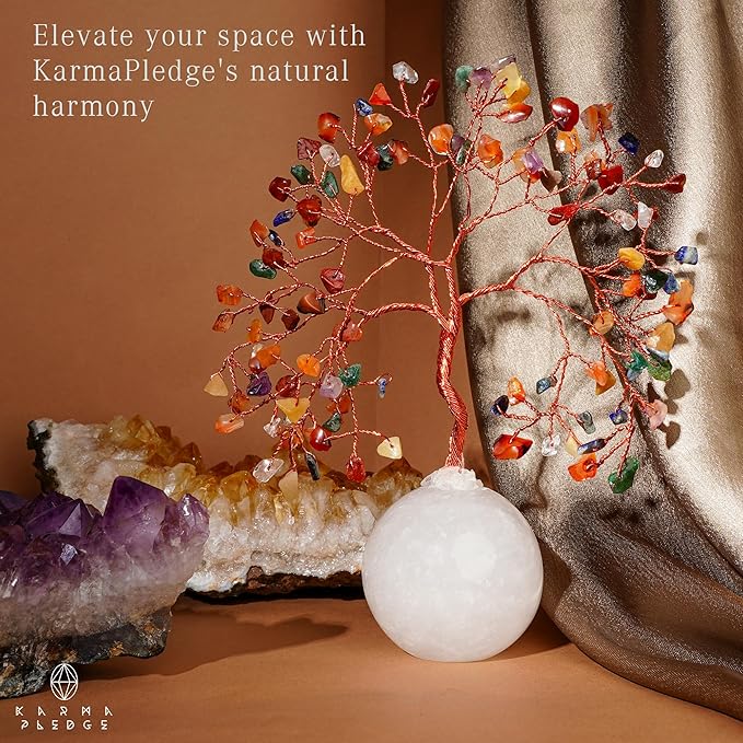 7 Chakra Crystal Tree of Life Birthday Gifts for Women, Handmade Home Decor, Office, Room Decoration, Reiki Healing Crystal Chakra Tree for Money, Positivity, Good Luck Gifts for Her, Mom & Dad