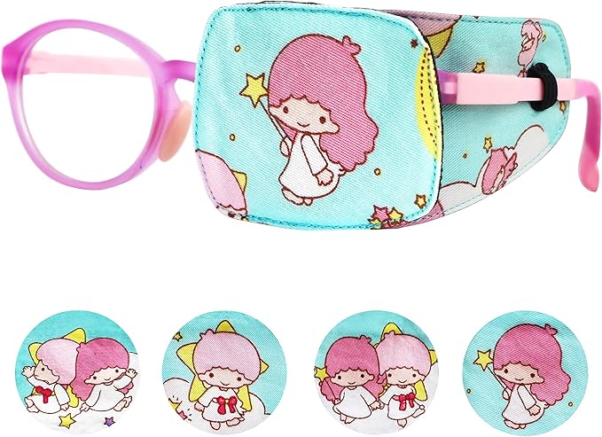 Astropic Cotton & Silk Eye Patch for Kids Glasses (Left Eye, Fairy - Magic Wand)
