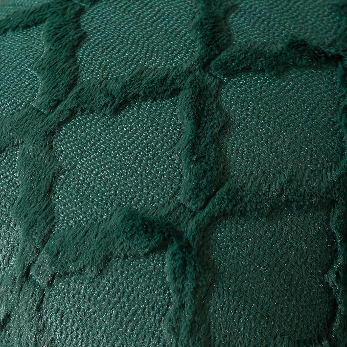 Set of 2 Soft Moroccan Throw Pillow Covers 18x18 Inch Plush Boho Decorative Pillow Cover Accent Cushion Case for Couch Sofa Bed, Dark Green