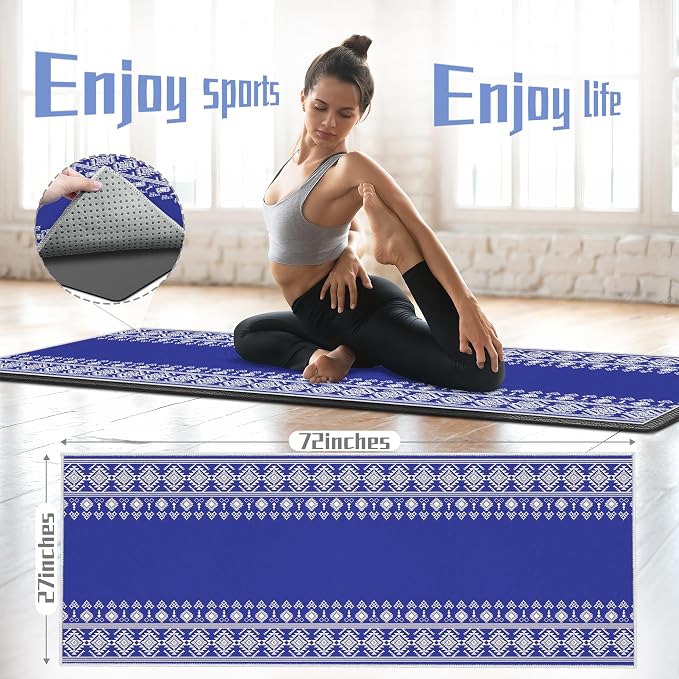Yoga Towel,Absorbent Yoga Mat Towel for Hot Yoga Non Slip,Stylish Prints,Ideal for Workouts,Hot Yoga,Bikram,Pilates Equipment,72 x 27 in,Rhombus Geometry
