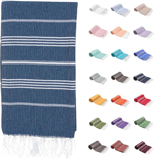 Park & OZ Turkish Beach Towels – Oversized 100% Cotton Quick-Dry Absorbent Sand-Free Blanket 72"x40" Extra Large Lightweight Pool Towel for Adults Women Men Packable Sand Resistant Perfect (Navy)