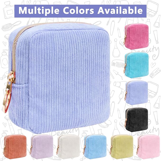 Period Bag for Girls, Corduroy Sanitary Napkin Storage Bag, Period Pouch & Tampon Holder, Feminine Care Organizer（Lilac）