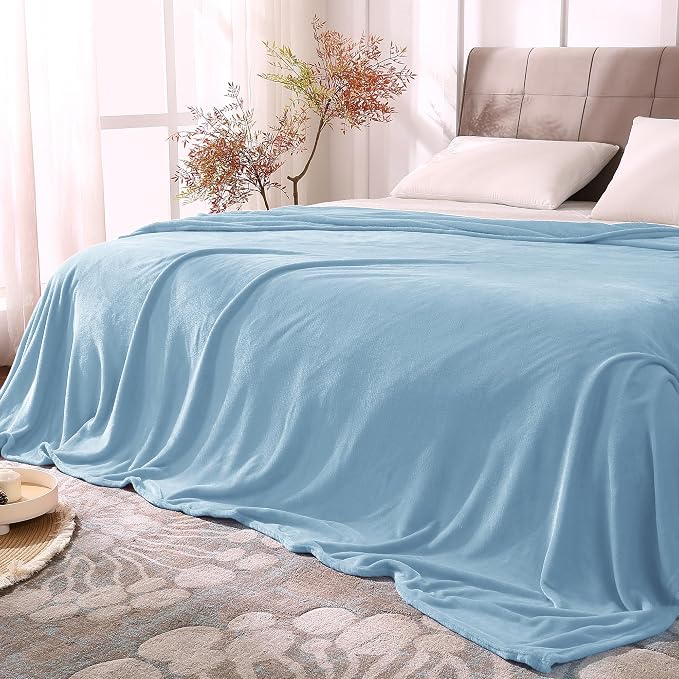 BEDELITE Fleece Blanket Soft Queen Size Bed Blanket Washed Blue 90"x90" | Ultra Soft Fleece, Plush Microfiber, Lightweight Warmth, All Season Comfort, Fade Resistant, Machine Washable,Perfect for Bed