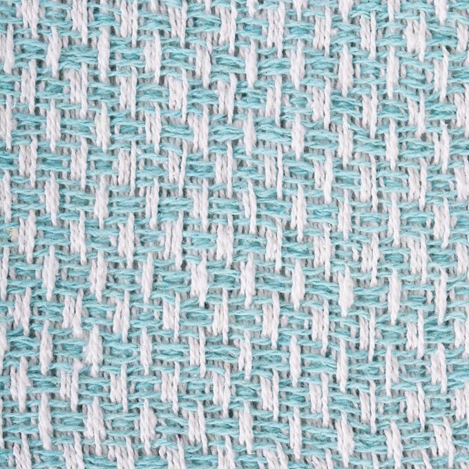 DII Woven Throw Collection 100% Cotton, Basketweave, 50x60, Aqua