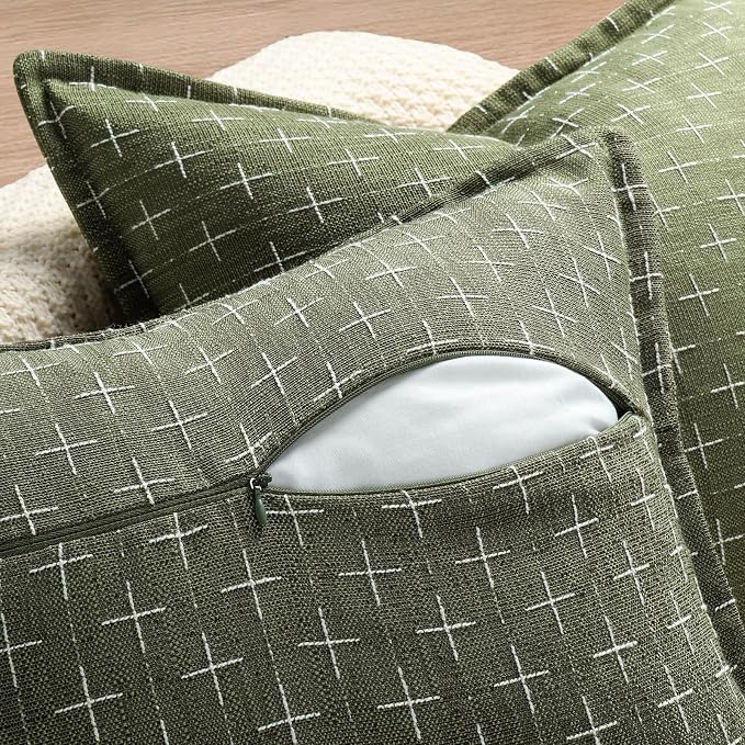 Pillow Covers 26x26 Set of 2 Soft Polyester Textured Pillow Covers with Stylish Flange Edge Cozy Farmhouse Euro Sham Throw Pillows for Couch Bed Sofa Living Room
