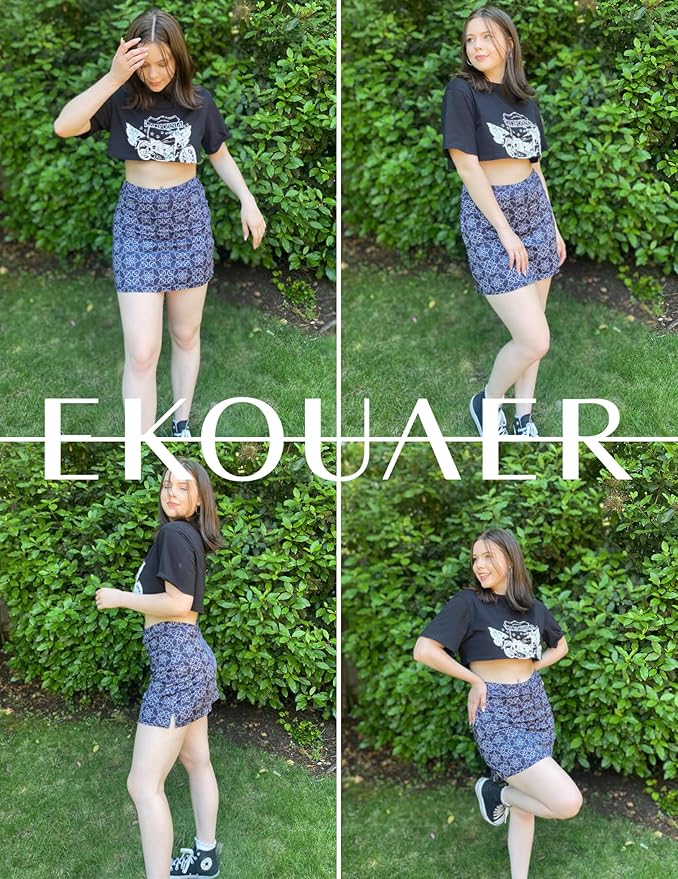 Ekouaer Women's Active Performance Skort Lightweight Skirt for Golf Tennis | Built-in Shorts, A Line, High Waisted, Tummy Control, Pickleball, Running, Workout, Sports, Skorts for Woman