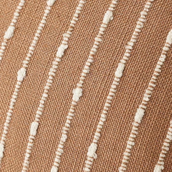 Foindtower Pack of 2 Decorative Jacquard Boucle Throw Pillow Covers Accent Textured Striped Pillowcases Soft Boho Modern Cushion for Couch Sofa Bedroom Living Room Home Decor 22x22 Inch Rust Tobacco