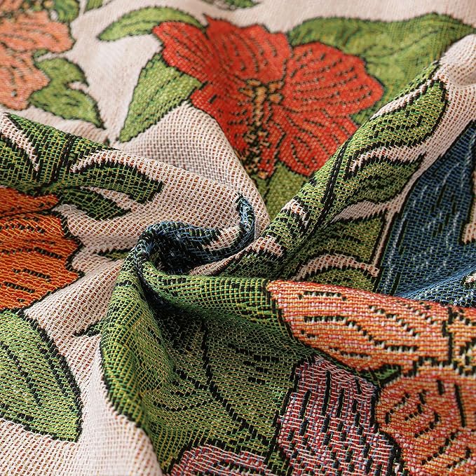 Homesy Boho Floral American Pastoral Southwest Throw Blanket 51"x63" | Southwest Decor,Modern Flower,Sofa Chair Cover,Outdoor Beach Car Tent Travel Camping Use,Tapestry,Reversible and Tassels
