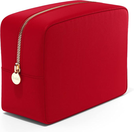 Embla Large Makeup Bag and Waterproof Nylon Travel Toiletry Bag, Large Capacity Cosmetic Zipper Pouch, Red