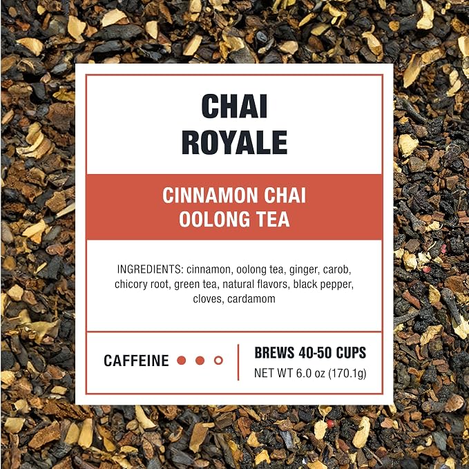 Tiesta Tea - Chai Royale Tea, Loose Leaf, Cinnamon Chai Oolong Tea, Premium Medium Caffeine Tea Blend, Make Hot or Iced & Up to 50 Cups, 6 oz Refillable Tin