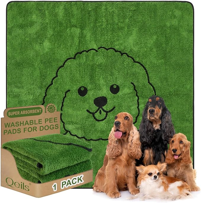 Reusable Puppy Pads , Washable Pee Pads for Dogs 72"x72" Extra Large | Super Absorbent & Leakproof Potty Training Pads, Plush Grass-Look With Non-Slip Backing For Crates, Playpens & Small Pets