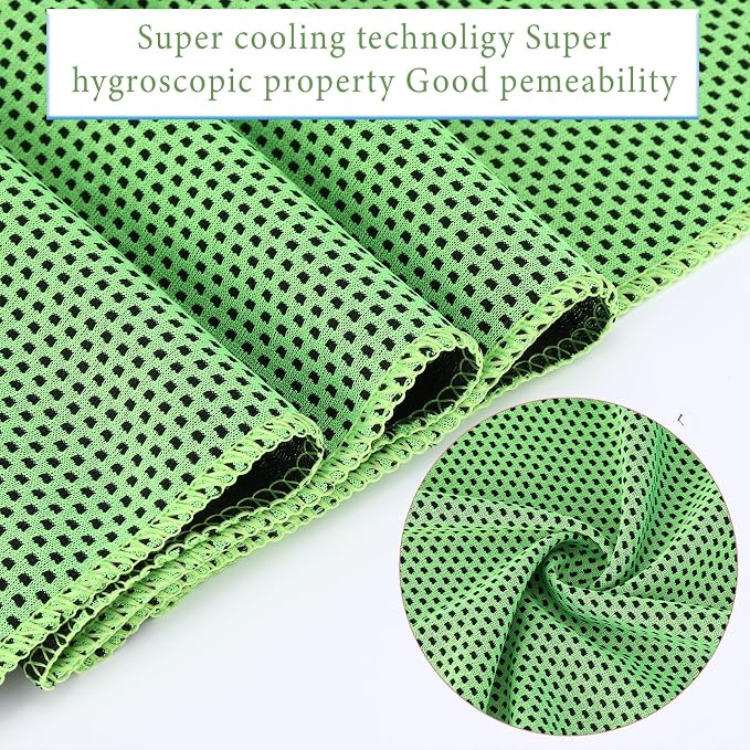 Honoson 10 Pcs Cooling Towels for Neck and Face, 47"x12" Sports Breathable Ice Towels Microfiber Chilly Sweat Rags with Portable Bottle for Gym Golf Athletes Yoga Workout Hot Weather (Green)