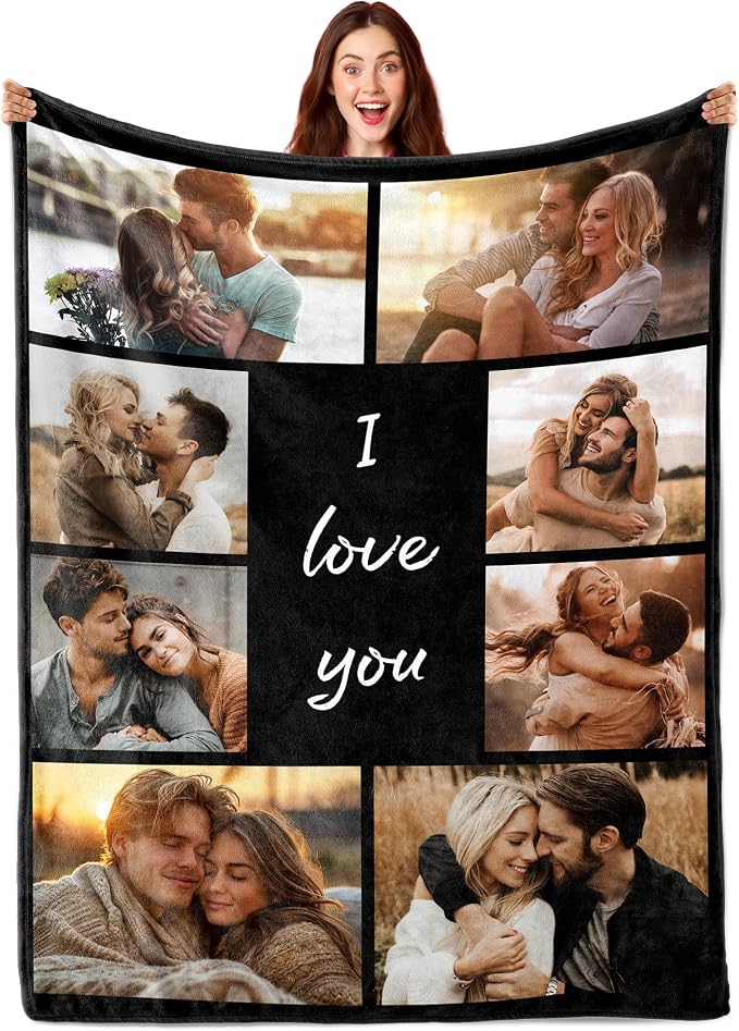 Ship Next Day, Custom Blanket with Picture Customized Photo Blankets Customize, Customizable Blanket, Personalized Christmas Funny Gifts for Couple, Girlfriend, Boyfriend, Mom, Dad, Wife, Husband
