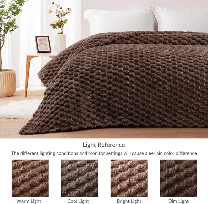 Whale Flotilla Soft Fleece King Size Bed Blanket Luxury 3D Jacquard, Coffee | Lightweight Breathable Coverlet Bedspread for All Seasons, Super Cozy Plush Fluffy Fuzzy Decorative Blanket for Bed, 90"x104"