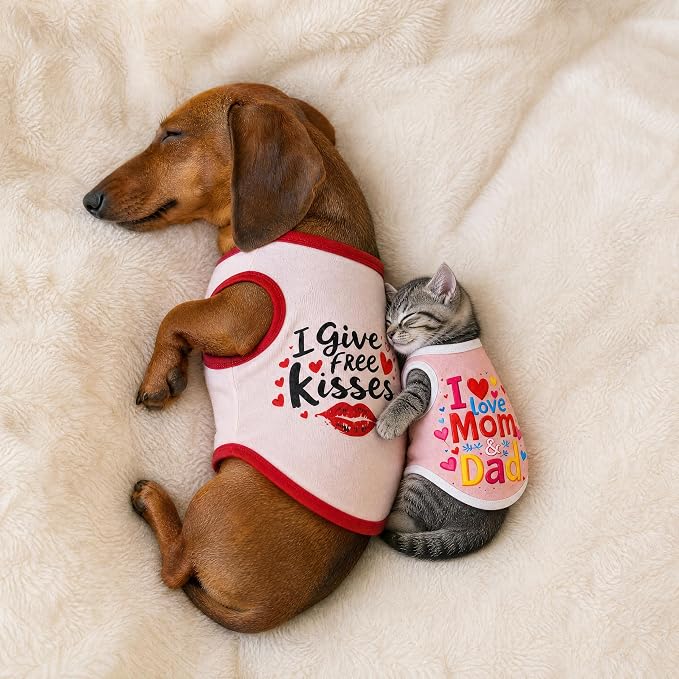 6 Pack Dog Shirt Summer Printed Puppy Clothes Girl Cute Dog Clothes for Small Dogs Cats for Medium Dog (Pink, Medium)