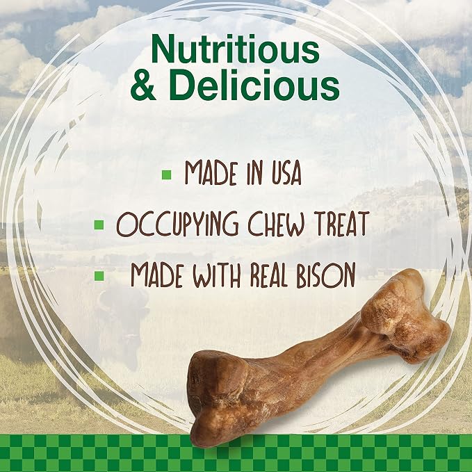 Nylabone Healthy Edibles Wild Dog Treats, Bison Flavor, Medium, 10 Count | Natural dog chew bones, made in USA, highly digestible dog chews, long lasting chews for medium dogs up to 35 lbs