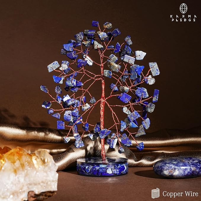 Lapis Lazuli Crystal Tree of Life Birthday Gifts for Women, Men, Friends, Handmade Chakra Healing Crystal Tree for Home Office Decor, Positivity, Good Luck, Money, Unique Gifts for Her Mom Sister, Dad