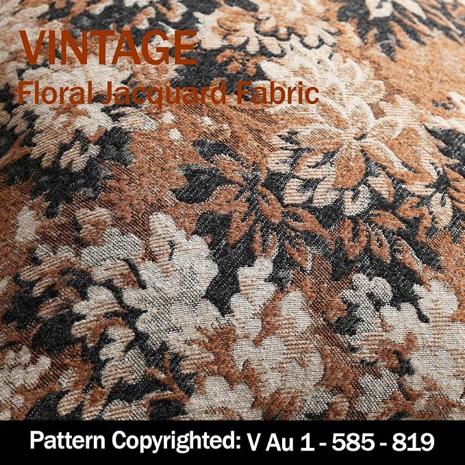 Pack of 2 Vintage Floral Pillow Covers 12x20 Boho Farmhouse Accents Chenille Rectangular Lumbar Decorative Throw Pillow Cases for Living Room Couch Bed Home Decor, Cognac
