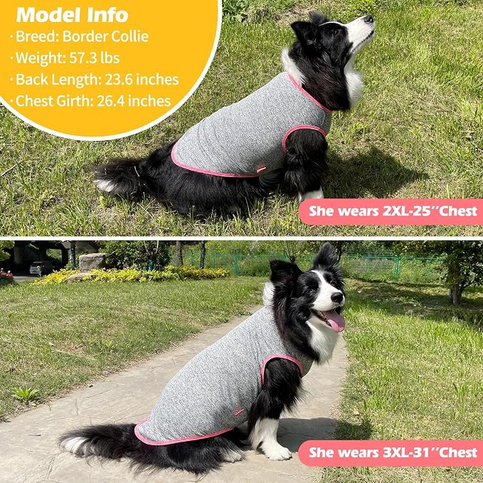 KYEESE 2Pack Dog Shirt for Large Dogs Sun Protection Tank Top for Summer | Reflective for Safety, Lightweight & Breathable, Shedding Control, Skin-Friendly for Sensitive Dogs, Easy On/Off, Quick Dry