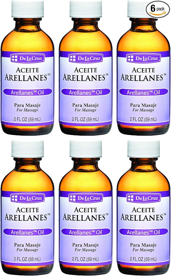 De La Cruz - Arellanes Oil Blend - Massage Oil - Moisturizing Body Oil with Rosemary - 2 fl OZ (6 Bottles)