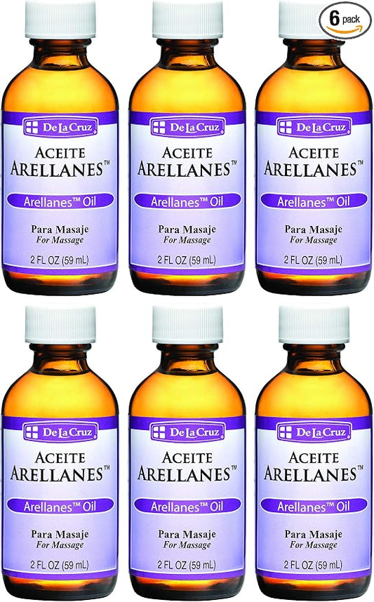 De La Cruz - Arellanes Oil Blend - Massage Oil - Moisturizing Body Oil with Rosemary - 2 fl OZ (6 Bottles)