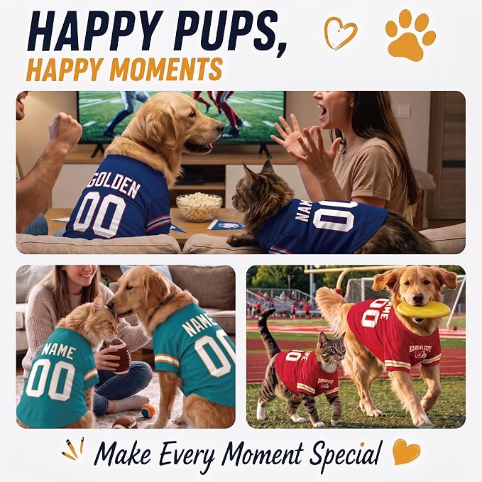 Miami Dog Clothes Personalized Pet Jersey T-Shirt Custom Name Number