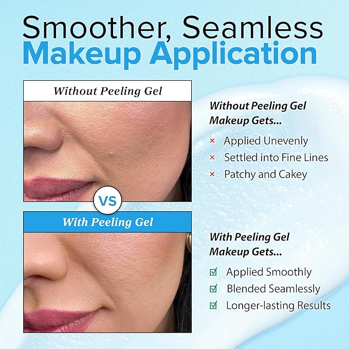 Ebanel 2-Pack Brightening Peeling Gel with Cotton Cellulose, Rice, Papaya, Centella, Hyaluronic Acid for Face and Body, Gentle Exfoliating Face Scrub Gel Peel Wash Pore Cleanser Minimizer Exfoliator