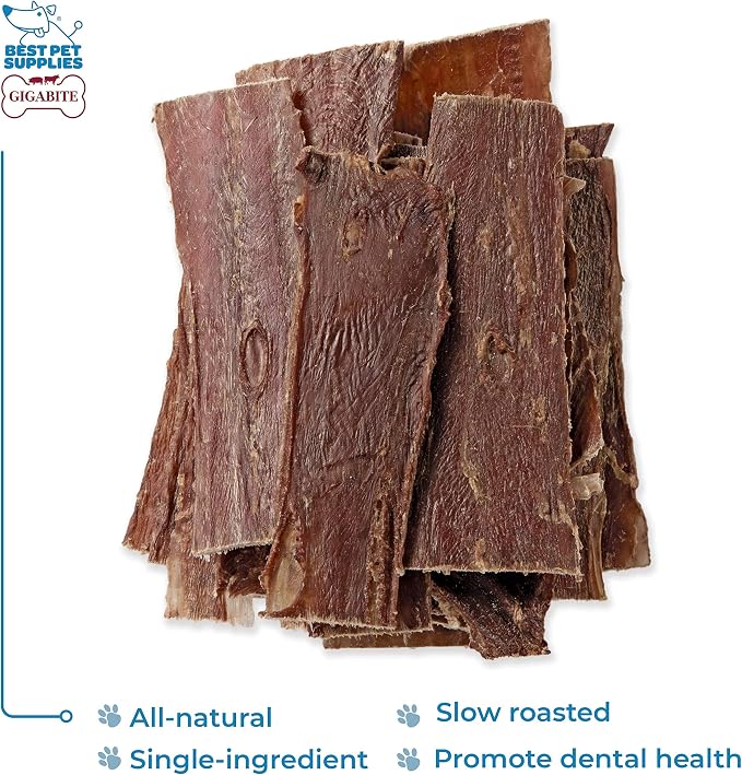 GigaBite Beef Esophagus Dog Treats Strips - 6 Inch , 22 Pack | All Natural, Single-Ingredient Beef Gullet Chews, High Protein, Rawhide Free, Supports Dental Health