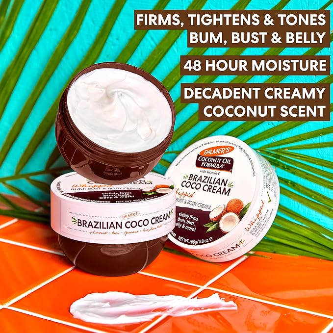 Palmer's Brazilian Coco Hot Mama Firming Kit, Coconut Oil Formula Skin Care Duo with Firming Body Cream (8.8 Oz) + Body Oil (6.6 Fl Oz) Helps Tone Bum, Belly & Thighs, Provides 48 Hour Moisture