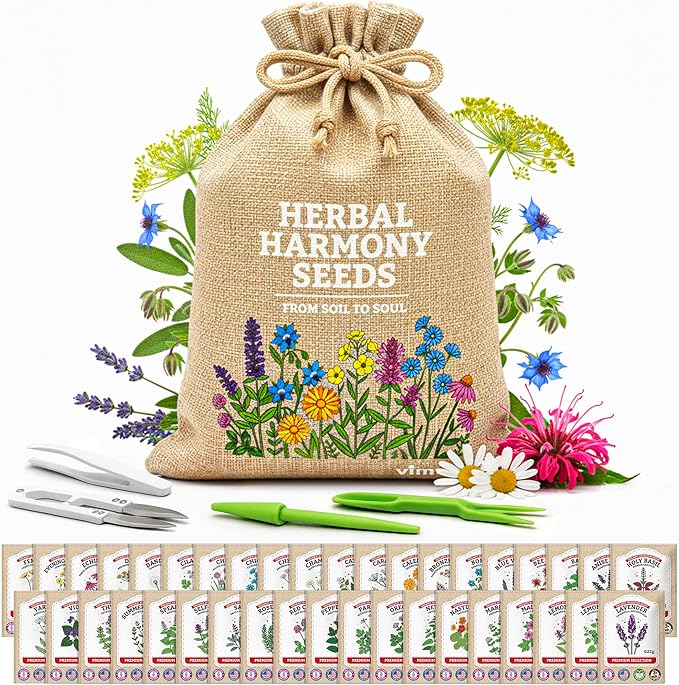 Medicinal Herb/Tea Seeds Garden -39 Variety Heirloom Gift Kit - Made in USA