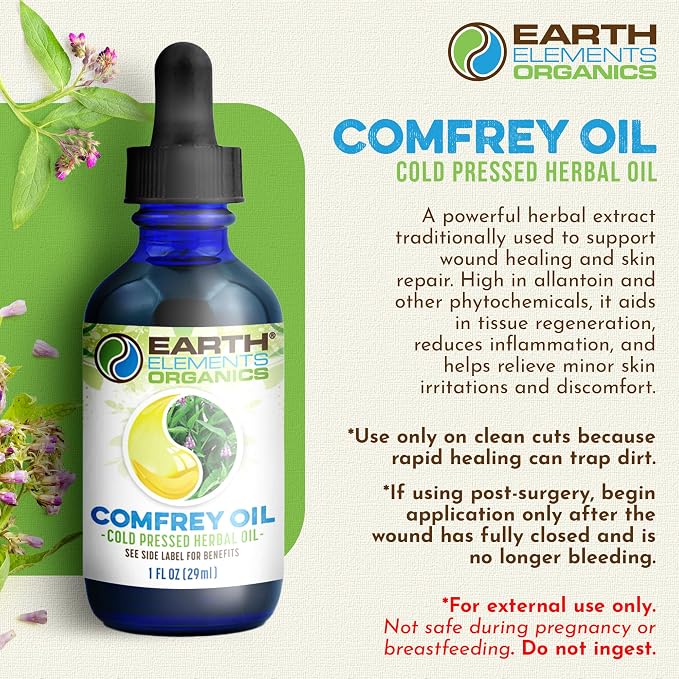 Comfrey Body Oil Raw, Infused, Organic, Unscented