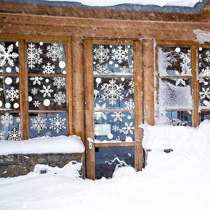 321pcs Christmas Window Decals - 9 Sheets of Snowflakes, Winter & Holiday Designs for Glass Windows