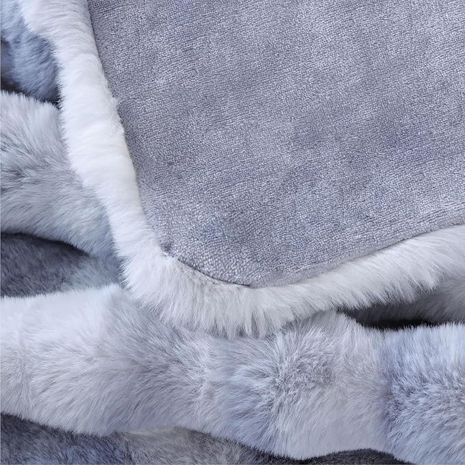 Tie-Dye Blue Faux Fur Throw Blanket for Couch, Snuggly Double-Sided Bubble Plush Blanket with Soft Flannel Back, Decorative Throw for Sofa or Bed, Machine Washable, 50 x 60, 860 GSM